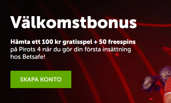 Betsafe sportbonus är ett freebet värt 100 kr.